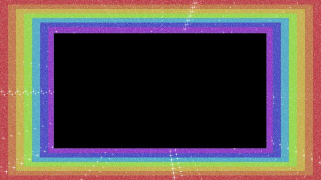 Glitter Rainbow border frame with transparent centre [4K]