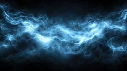 Ethereal blue smoke swirling gracefully in dark background