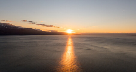 Sunset on Lake Geneva, between Switzerland and France