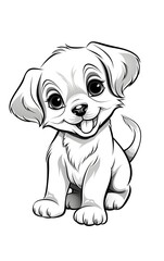 Fototapeta premium Cute Happy Puppy Coloring Page for Kids and Toddlers