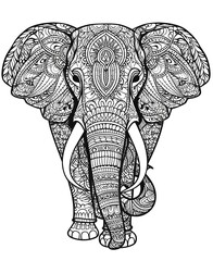 Obraz premium Intricate Mandala Elephant Line Art Illustration No Background