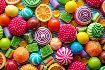Fototapeta premium Minimalist Mixed Candy, Colorful Candies, Sweet Treats, Abstract Candy, Candy Photography, Geometric Candy, Modern Candy, Delicious Dessert