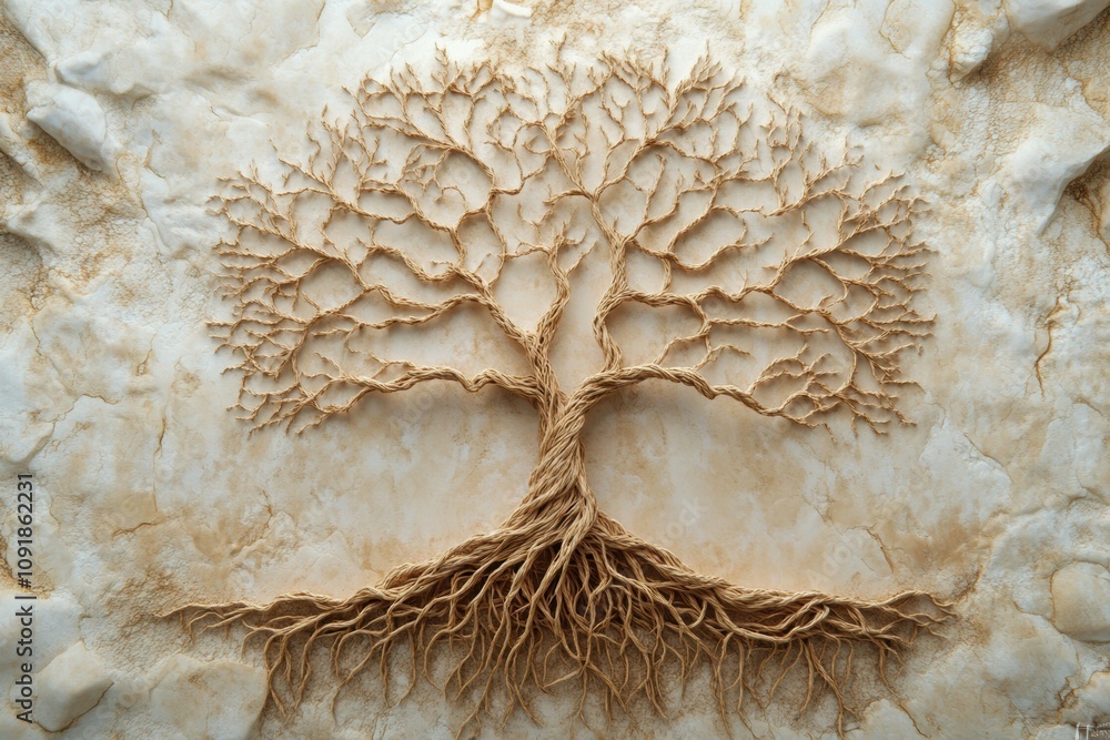 Aufkleber intricate details of a tree of life showcase intertwining branches and roots representing growth, un