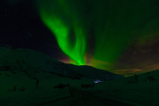 Aurora, Aurora Borealis, Aurora Australis, Northern Lights,Southern Lights, sky, night, stars,snow, winter