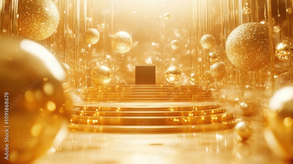 Poster elegant abstract golden background with shimmering lights and sparkles creating a luxurious and glam