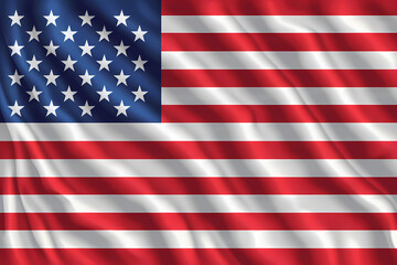 Fototapeta premium A vibrant representation of the American flag, featuring red, white, and blue colors, with stars and stripes flowing gracefully.