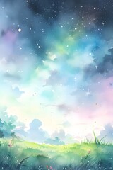 Obraz premium night sky watercolor background,generation AI
