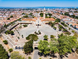 Juazeiro do Norte, Ceará. Aerial view of the Sanctuary of São Francisco de Chagas and the city in the background