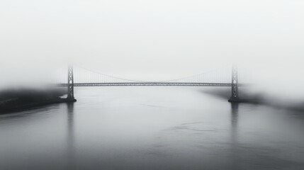 Fototapeta premium Misty bridge over calm water.