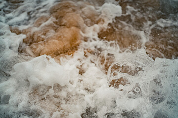 Foamy water at the ocean