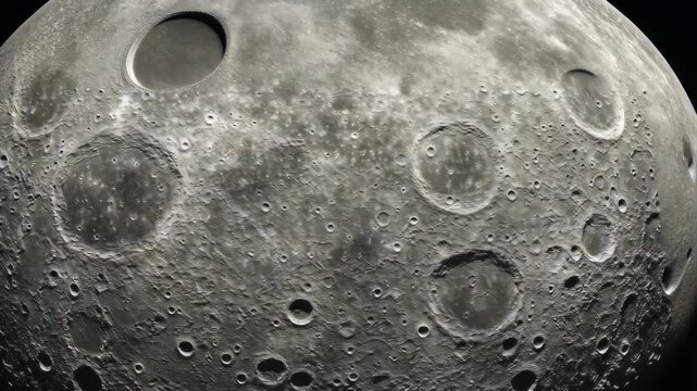Texture of the moon's surface with craters, in grayscale graphy. Space exploration and geology concept. Isolated. Video