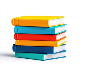A vibrant stack of colorful books in various shades, showcasing a playful and inviting arrangement perfect for educational or decorative purposes.