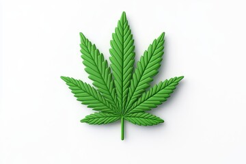 A vibrant green cannabis leaf, showcasing its distinctive shape and texture against a clean background.