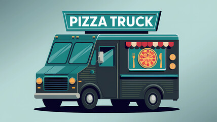 Pizza Food Truck Design with Bold Signage  
