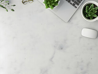 Office Deck and Office table hero image, Home office workspace mockup with laptop, clipboard, coffee cup. Office table top view hero image
