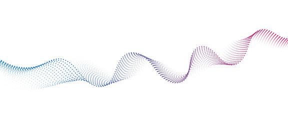 Fototapeta premium Flowing Dot Wave halftone gradient pattern on transparent background 