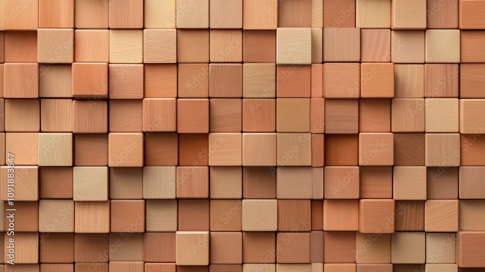 Poster explore the charm of a rustic background with square wood blocks, perfect for adding warmth to any s