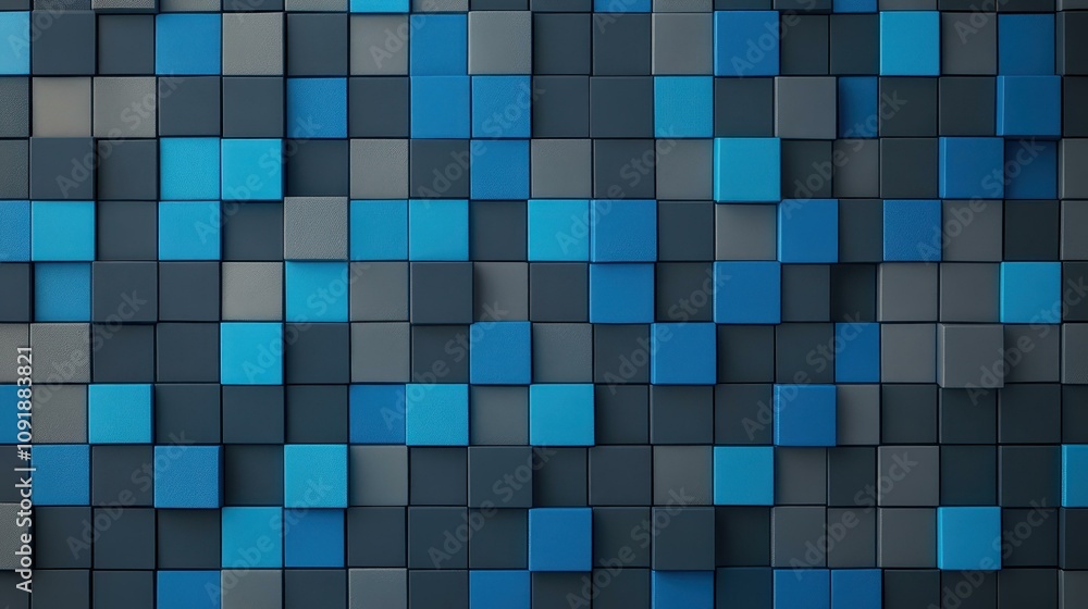 Poster experience sleek modernity with this 3d geometric wall design featuring illuminated squares and cube