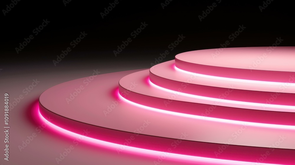 Poster vibrant 3d neon wallpaper with glowing pink lines coursing over a sleek black background, creating a