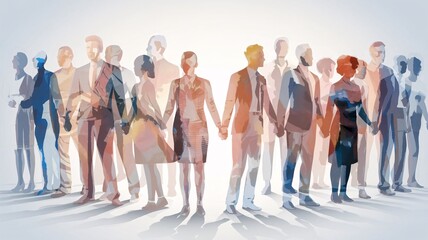 Fototapeta premium DEI, Diversity equity and inclusion concept. People figures in the anime style. Team work, diverse culture.