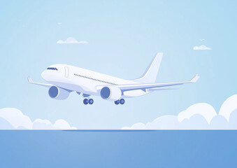 Obraz premium 旅行イメージ 飛行機で飛び立つ