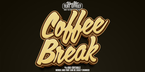 Coffee editable text effect, customizable brown and drink 3d font style