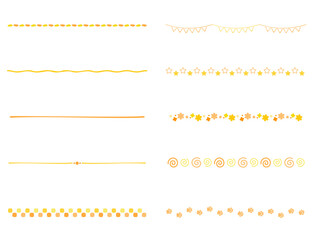 オレンジ色のシンプルで可愛いラインのイラストセット