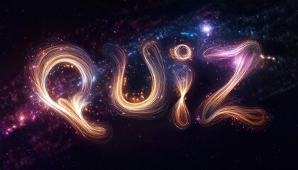 Fototapeta premium Text quiz made out of light streaks,