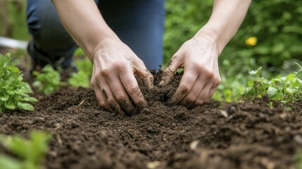 Community composting project with diverse people collaborating in green space