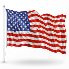 usa flag. american flag. american flag blowing in the wind with a white accent, simple style, png