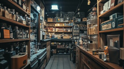 Fototapeta premium Rustic apothecary shop with vintage goods