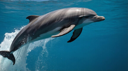 Image from happy dolphin jumping on the sea
