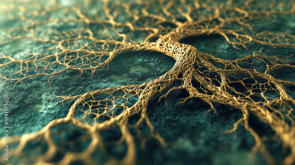 Poster an abstract depiction of a tree of life showcases intertwining branches and roots, emphasizing theme