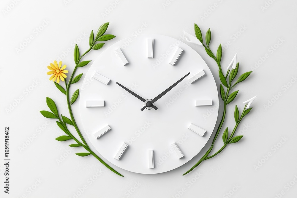 Poster A minimalist clock design showing forward-moving arrows, symbolizing progress and looking ahead