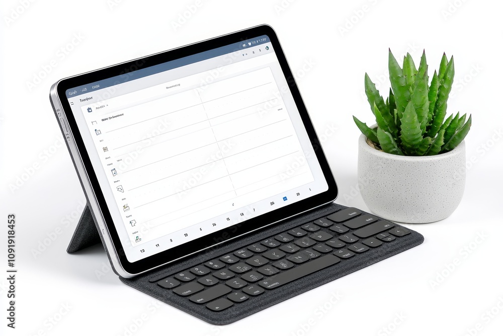 Poster A minimalist digital agenda displayed on a tablet with no distractions, emphasizing clean design and focus