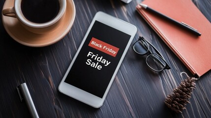 Naklejka premium Black Friday Sale on Mobile Phone Screen 