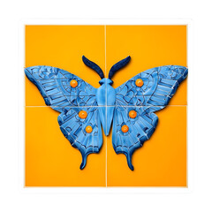 Azulejo Moth Sticker Design On Vibrant Yellow Background