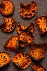 Dried sliced ​​bael fruit for making healthy herbal drink