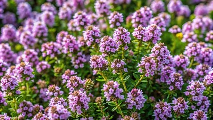 Obraz premium Wild Thyme Thymus serpyllum blooming in natural background during summer