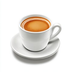 Obraz premium A classic Americano with a thin layer of crema on top, served in a small white porcelain cup, isolated white background