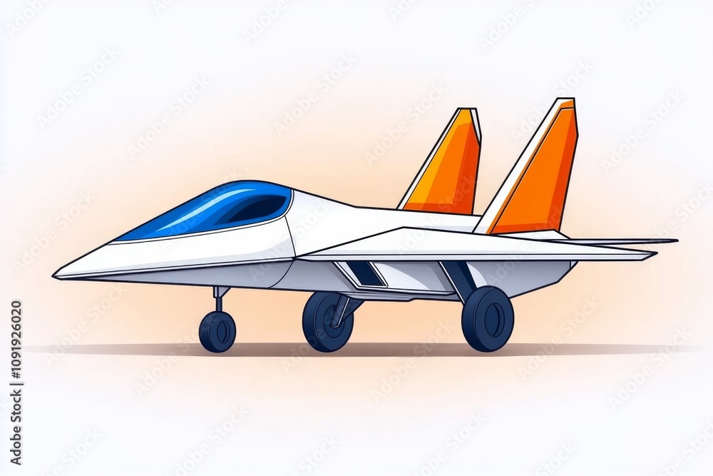 Poster minimalist line art of an aircraft with clean geometric shapes, against a soft gradient background