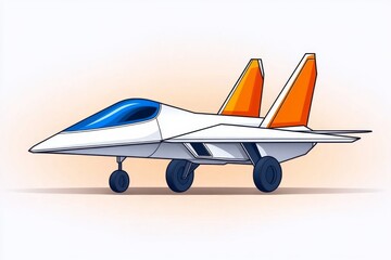 Minimalist line art of an aircraft with clean geometric shapes, against a soft gradient background