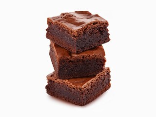 Stack of Chocolate fudge brownie cake isolated on white background 