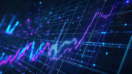 Fototapeta premium Futuristic financial graph with blue and violet lines