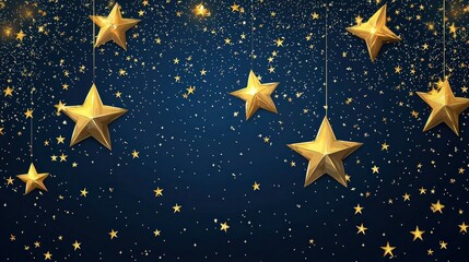 Dark blue background with golden stars in retro