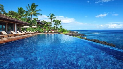 Obraz premium Luxury resort with an infinity pool overlooking the ocean