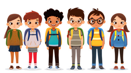 students outside school standing together with a white accent, detailed, png