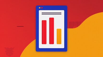 Colorful bar chart on a digital device background.