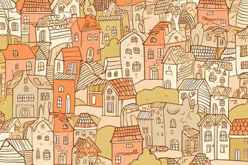 seamless pattern of houses