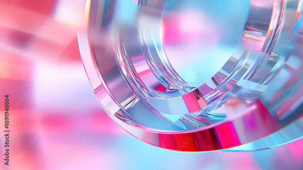 Aufkleber abstract close up of colorful glass rings with vibrant background, showcasing reflections and refrac